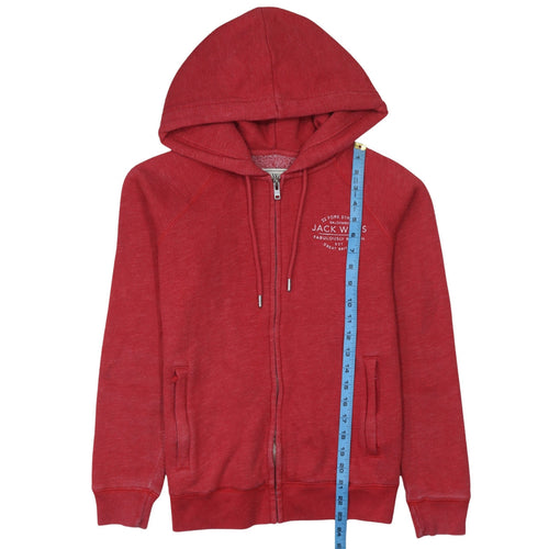 Jack Wills Womens Red Full Zip Hoodie Size 12 Cotton Blend Casual