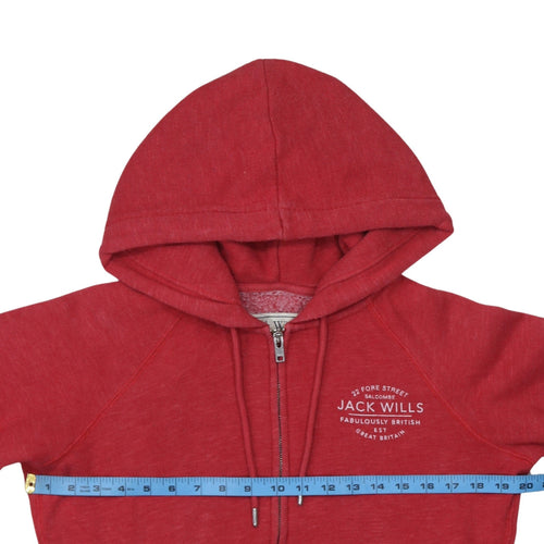 Jack Wills Womens Red Full Zip Hoodie Size 12 Cotton Blend Casual