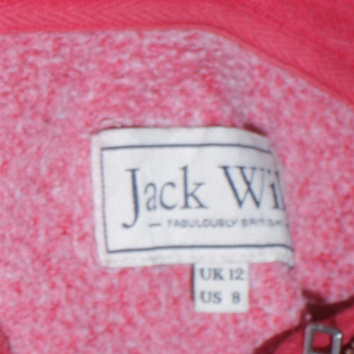 Jack Wills Womens Red Full Zip Hoodie Size 12 Cotton Blend Casual