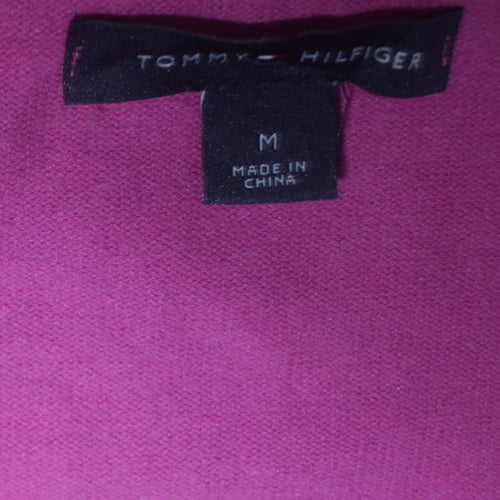 Tommy Hilfiger Women's Pink V-Neck Cotton Jumper Size M