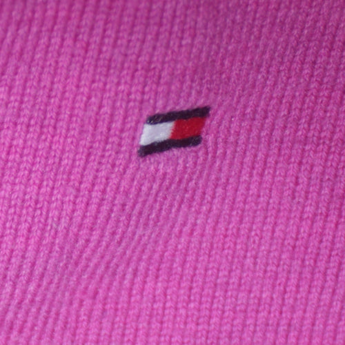 Tommy Hilfiger Women's Pink V-Neck Cotton Jumper Size M