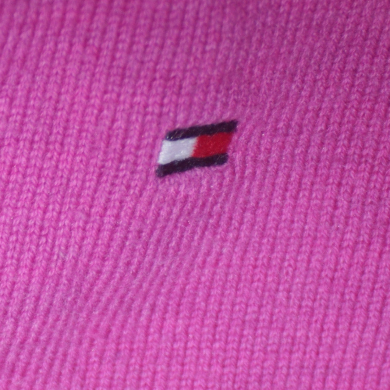Tommy Hilfiger Women's Pink V-Neck Cotton Jumper Size M