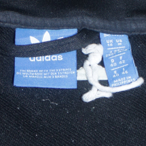 Adidas Womens Black Full Zip Hoodie Size 14 UK Tracksuit Top