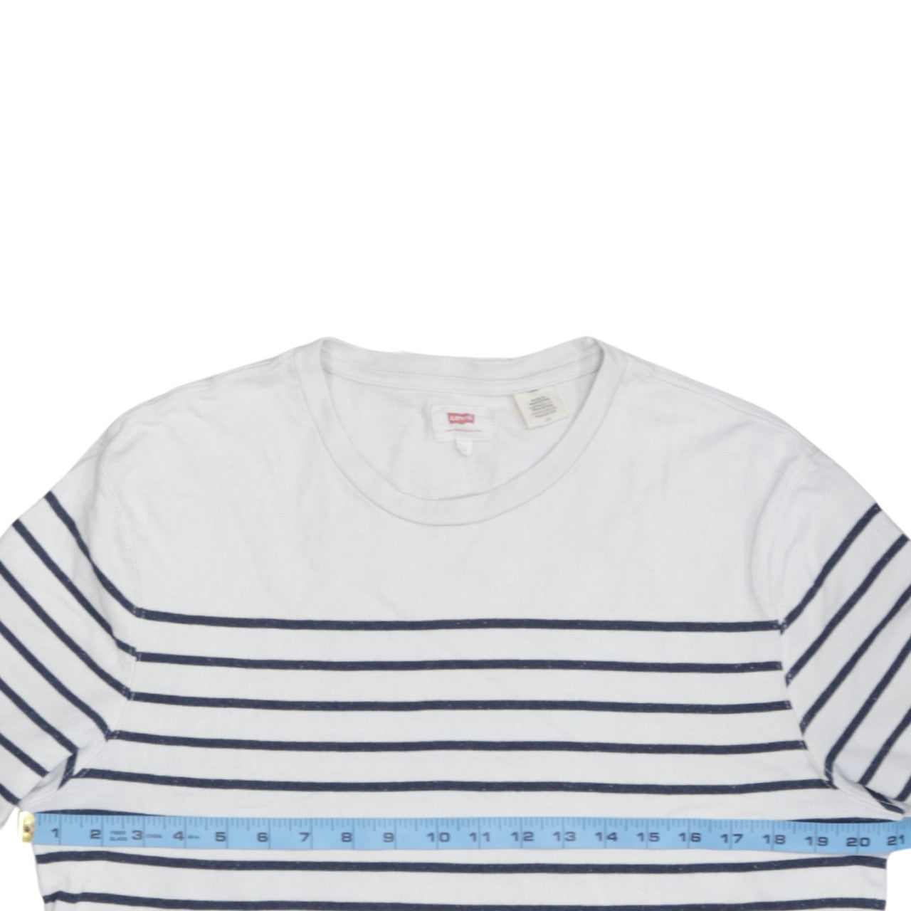Levi's Women White Blue Striped Long Sleeve Pullover Sweatshirt Size L
