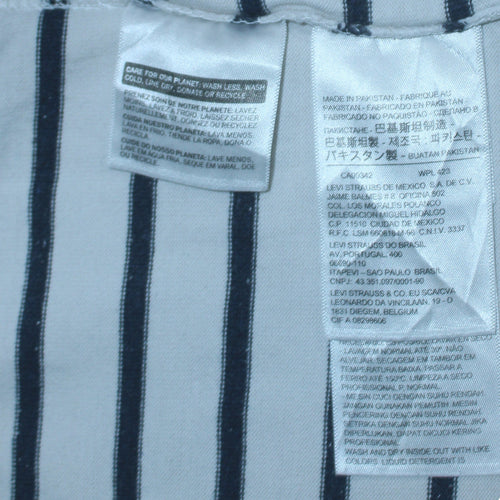 Levi's Women White Blue Striped Long Sleeve Pullover Sweatshirt Size L