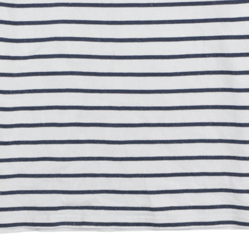 Levi's Women White Blue Striped Long Sleeve Pullover Sweatshirt Size L