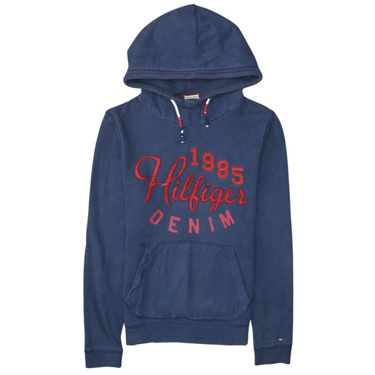 Hilfiger Denim Men's Blue Pullover Hoodie S 1985 Embroidered Logo