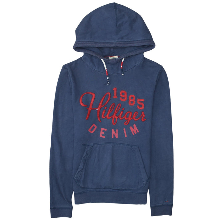 Hilfiger Denim Men's Blue Pullover Hoodie S 1985 Embroidered Logo