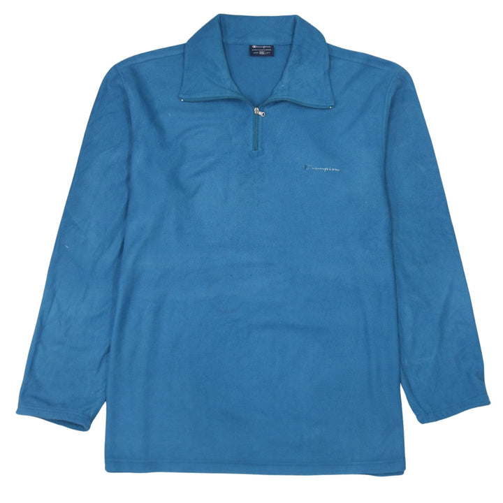 Champion Men's Blue 1/4 Zip Fleece Pullover Sweatshirt XXL