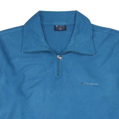 Champion Men's Blue 1/4 Zip Fleece Pullover Sweatshirt XXL