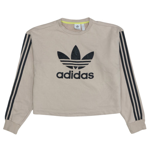 Adidas Women Beige Crew Neck Pullover Sweatshirt UK 14