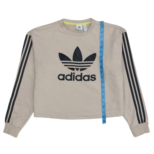 Adidas Women Beige Crew Neck Pullover Sweatshirt UK 14