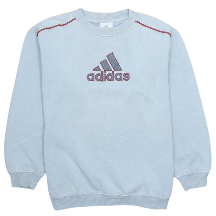 adidas Boys Blue Pullover Sweatshirt 14-15 Years Embroidered Logo Fleece