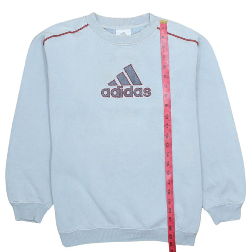 adidas Boys Blue Pullover Sweatshirt 14-15 Years Embroidered Logo Fleece