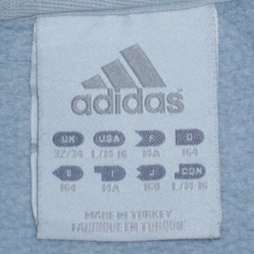 adidas Boys Blue Pullover Sweatshirt 14-15 Years Embroidered Logo Fleece
