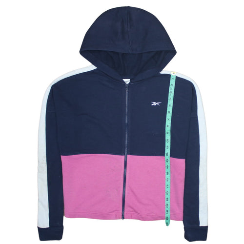 Reebok Womens Navy Pink Full Zip Hoodie Size M Colourblock Logo