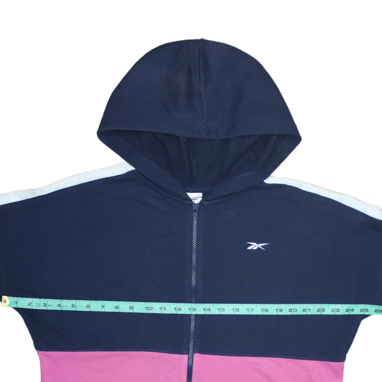 Reebok Womens Navy Pink Full Zip Hoodie Size M Colourblock Logo