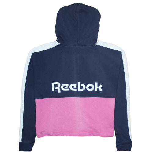 Reebok Womens Navy Pink Full Zip Hoodie Size M Colourblock Logo