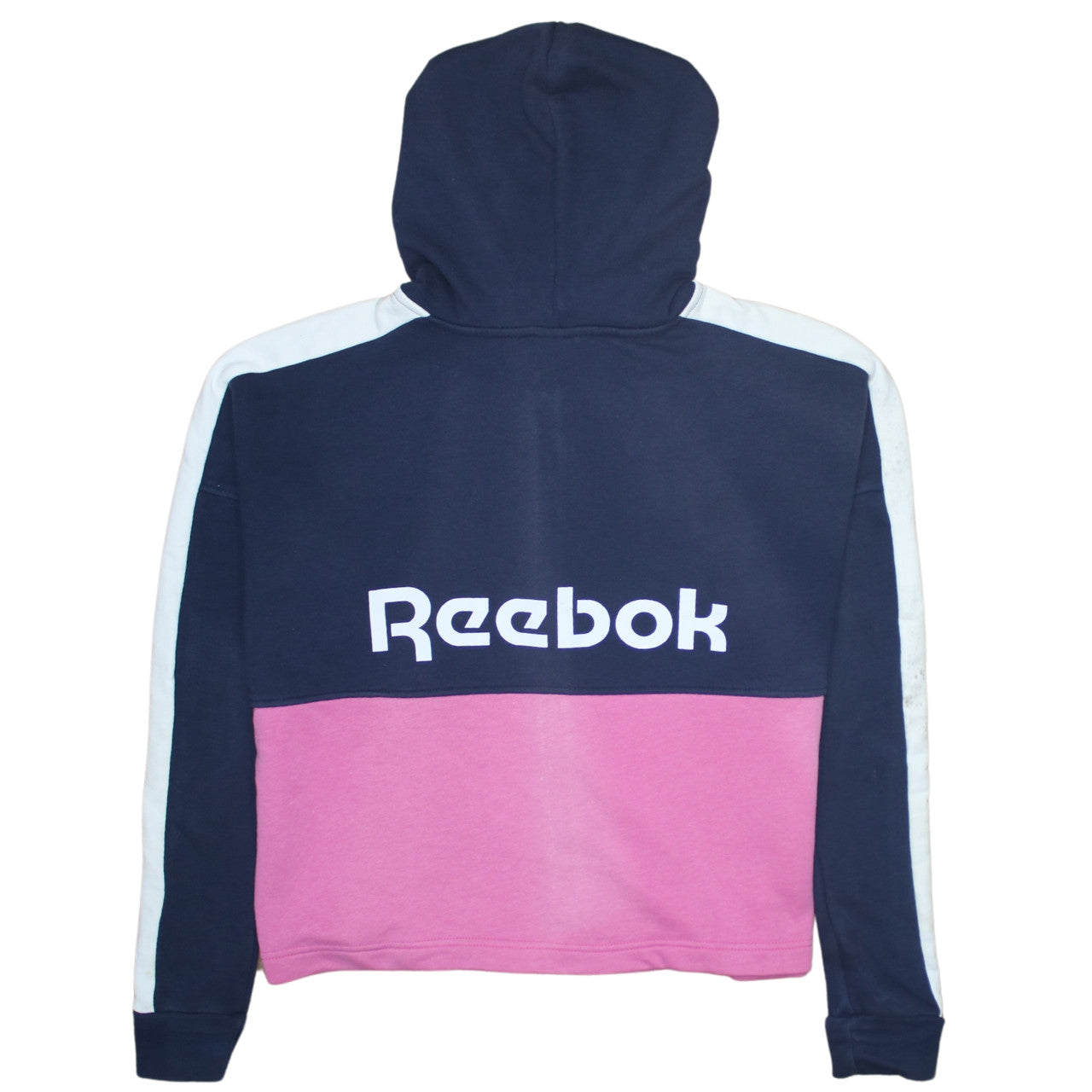 Reebok Womens Navy Pink Full Zip Hoodie Size M Colourblock Logo