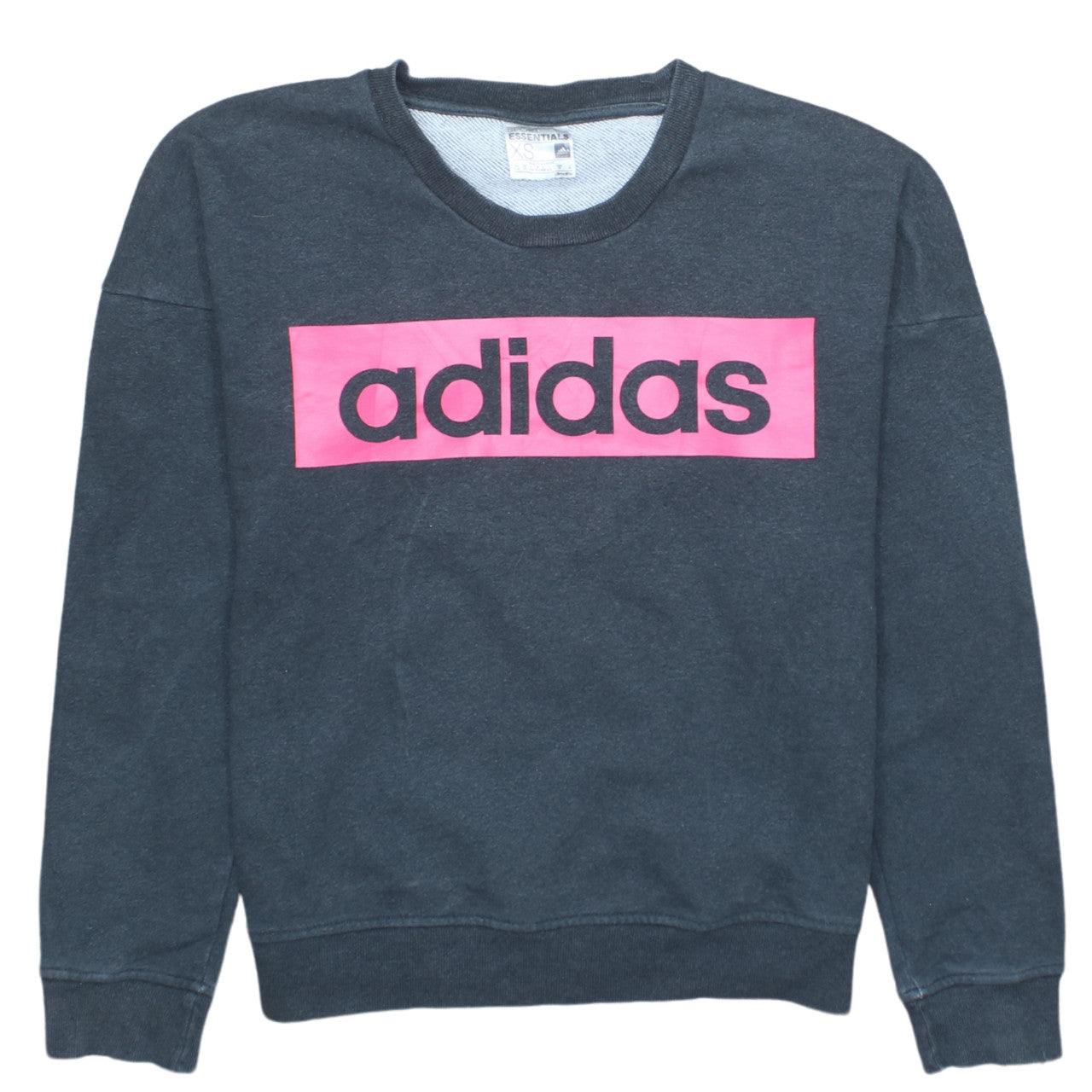Adidas Women’s Black Pink Logo Pullover Sweatshirt XS