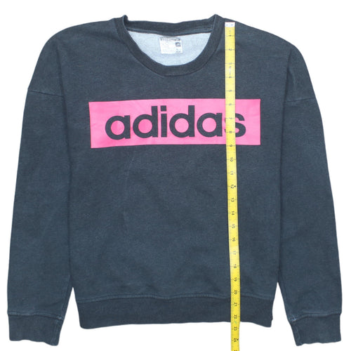 Adidas Women’s Black Pink Logo Pullover Sweatshirt XS
