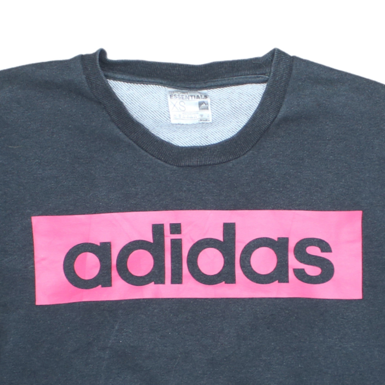 Adidas Women’s Black Pink Logo Pullover Sweatshirt XS