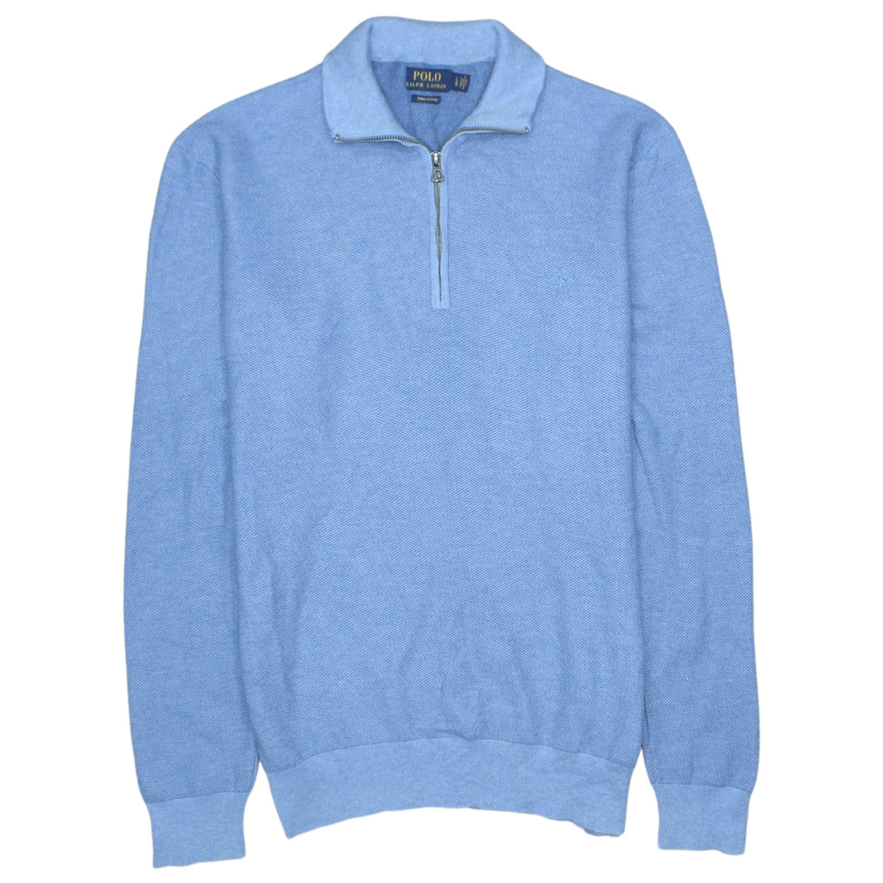 Polo Ralph Lauren Men's Blue Cotton Half Zip Jumper Size L
