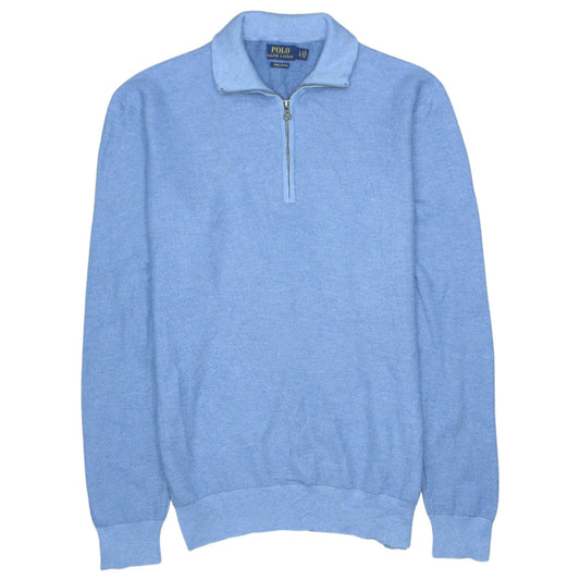 Polo Ralph Lauren Men's Blue Cotton Half Zip Jumper Size L