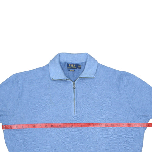 Polo Ralph Lauren Men's Blue Cotton Half Zip Jumper Size L