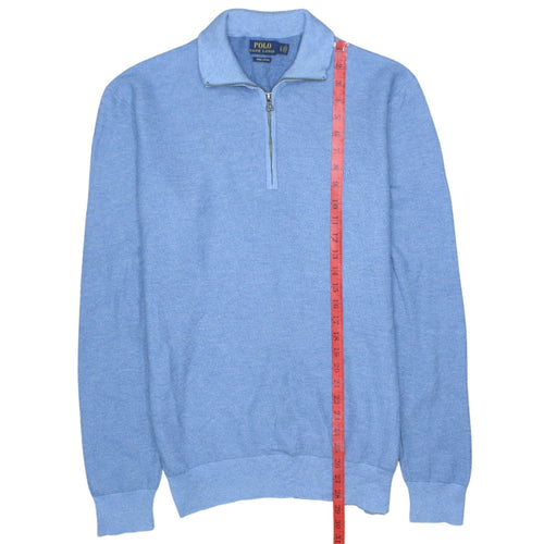 Polo Ralph Lauren Men's Blue Cotton Half Zip Jumper Size L