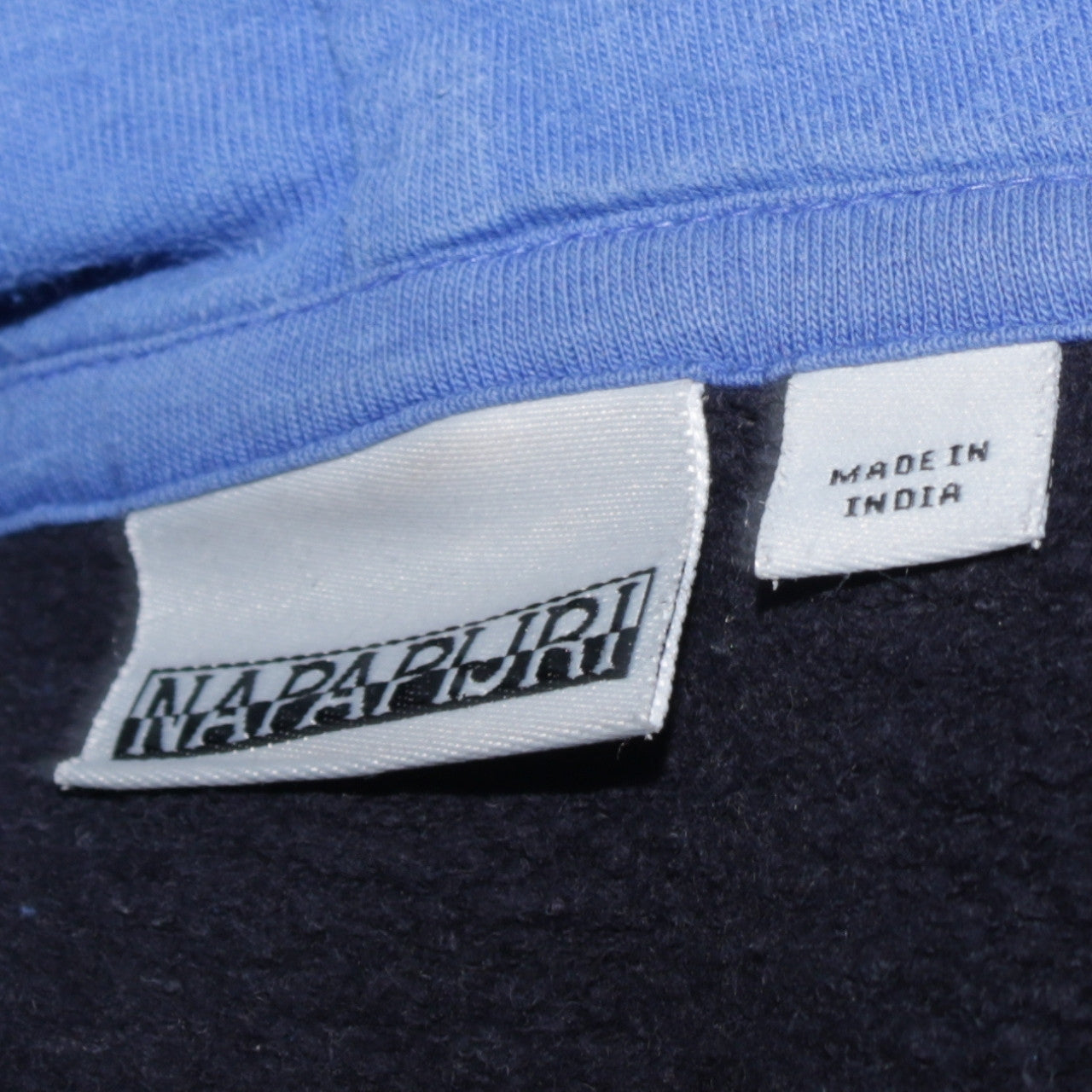 Napapijri Men's Blue Pullover Hoodie L Logo Embroidered Outdoor