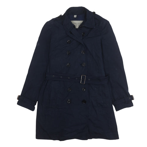 Burberry Brit Women's Blue Mid-Length Cotton Trench Coat M