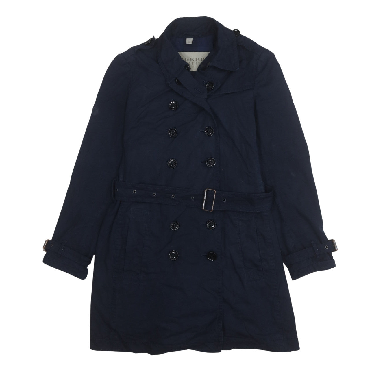 Burberry Brit Women's Blue Mid-Length Cotton Trench Coat M