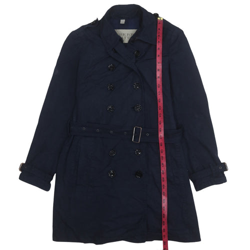 Burberry Brit Women's Blue Mid-Length Cotton Trench Coat M