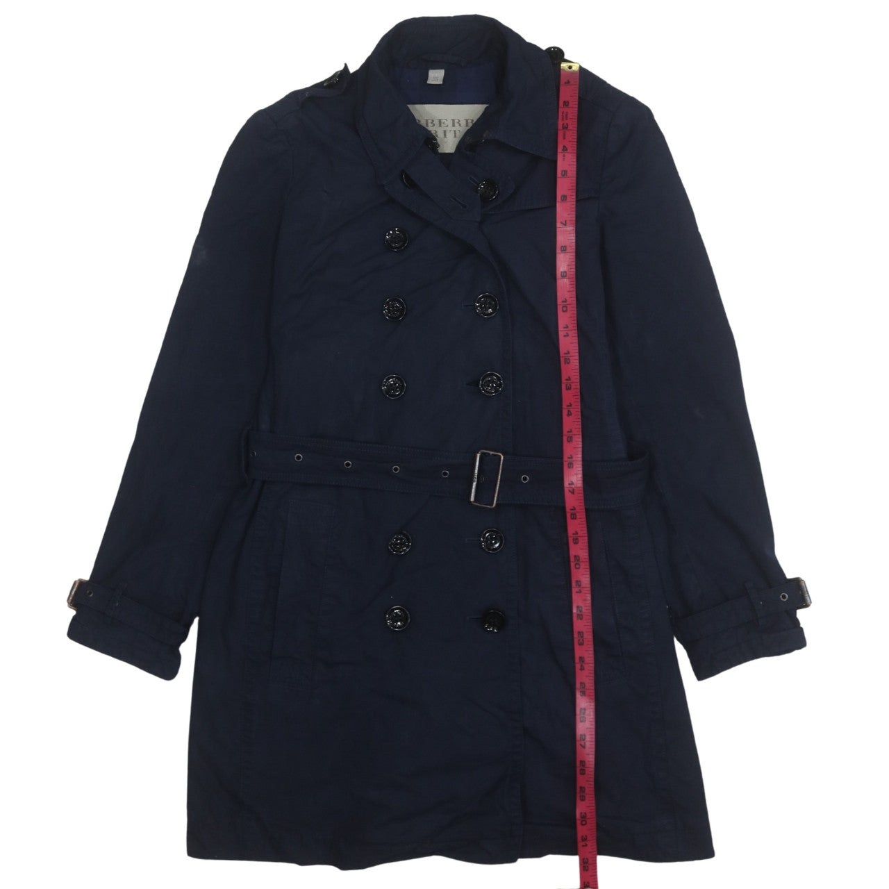 Burberry Brit Women's Blue Mid-Length Cotton Trench Coat M
