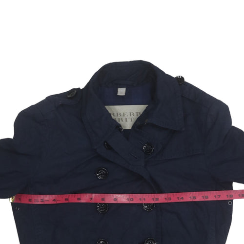 Burberry Brit Women's Blue Mid-Length Cotton Trench Coat M