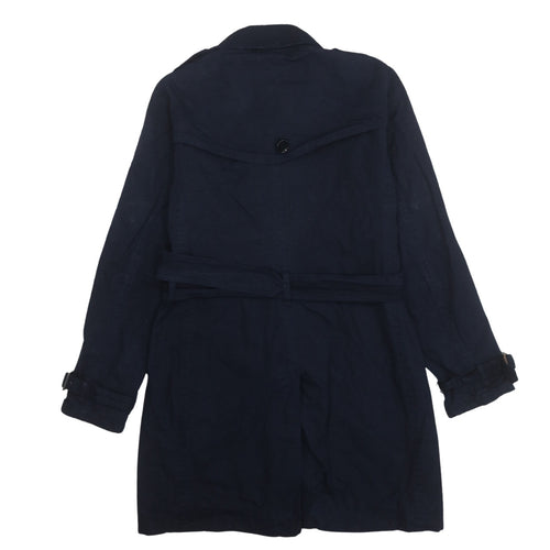 Burberry Brit Women's Blue Mid-Length Cotton Trench Coat M