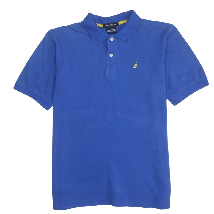 Nautica Blue Cotton Polo Shirt Teens 14 Regular Fit Short Sleeve