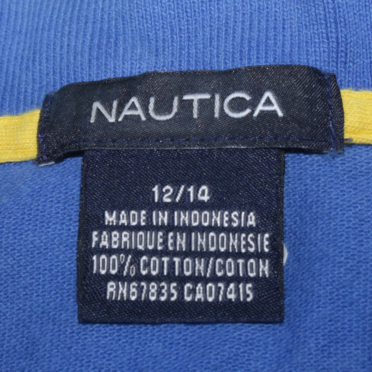 Nautica Blue Cotton Polo Shirt Teens 14 Regular Fit Short Sleeve