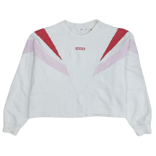 Levi's Women White Red Colourblock Pullover Sweatshirt L