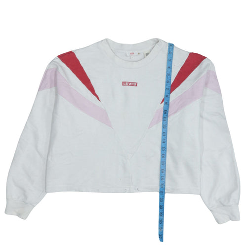 Levi's Women White Red Colourblock Pullover Sweatshirt L