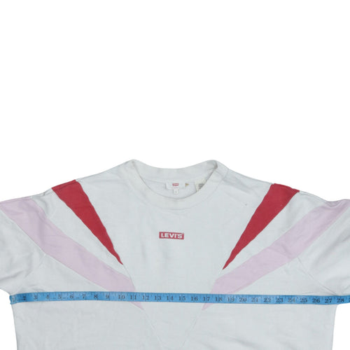 Levi's Women White Red Colourblock Pullover Sweatshirt L