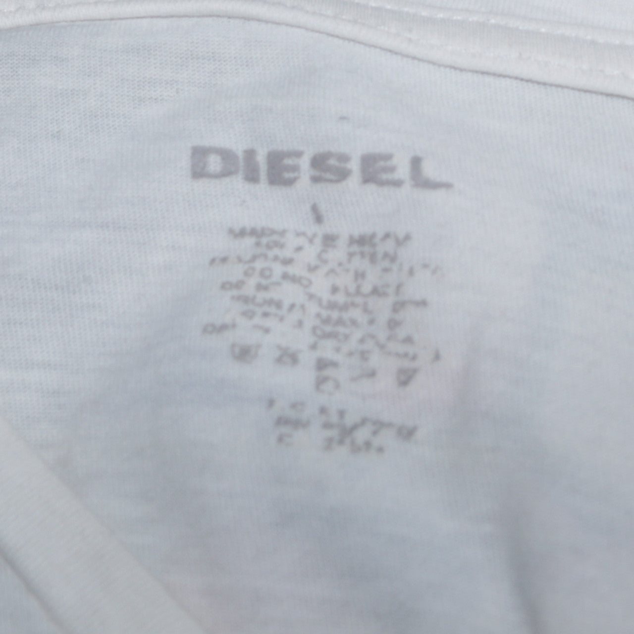 Diesel Men's White V-Neck Cotton T-Shirt Size L
