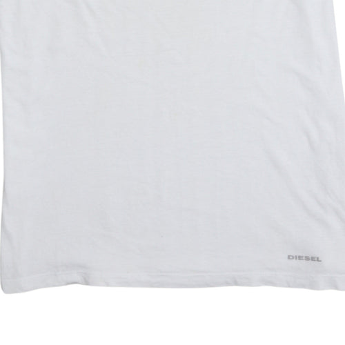 Diesel Men's White V-Neck Cotton T-Shirt Size L