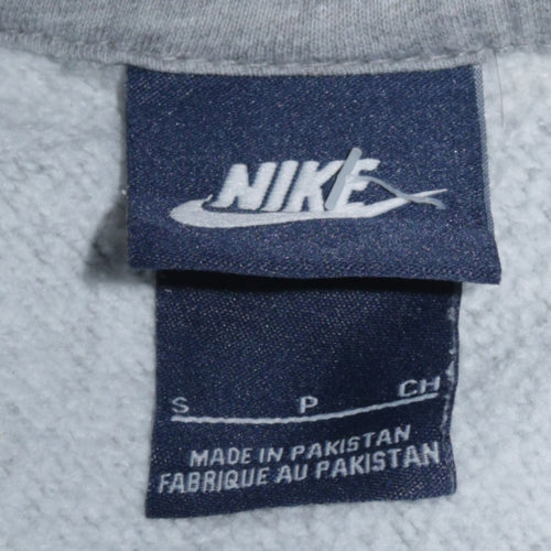 Nike Men's Grey Pullover Hoodie S Regular Fit Fleece Sweatshirt