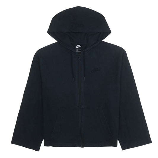 Nike Womens Black Full Zip Hoodie Sweatshirt Size L Cotton Casual