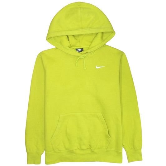 Nike Womens Yellow Pullover Hoodie Medium Cotton Blend Logo Sportswear