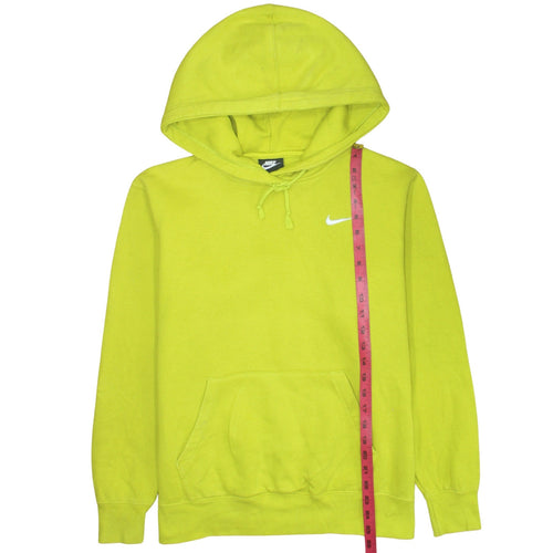 Nike Womens Yellow Pullover Hoodie Medium Cotton Blend Logo Sportswear