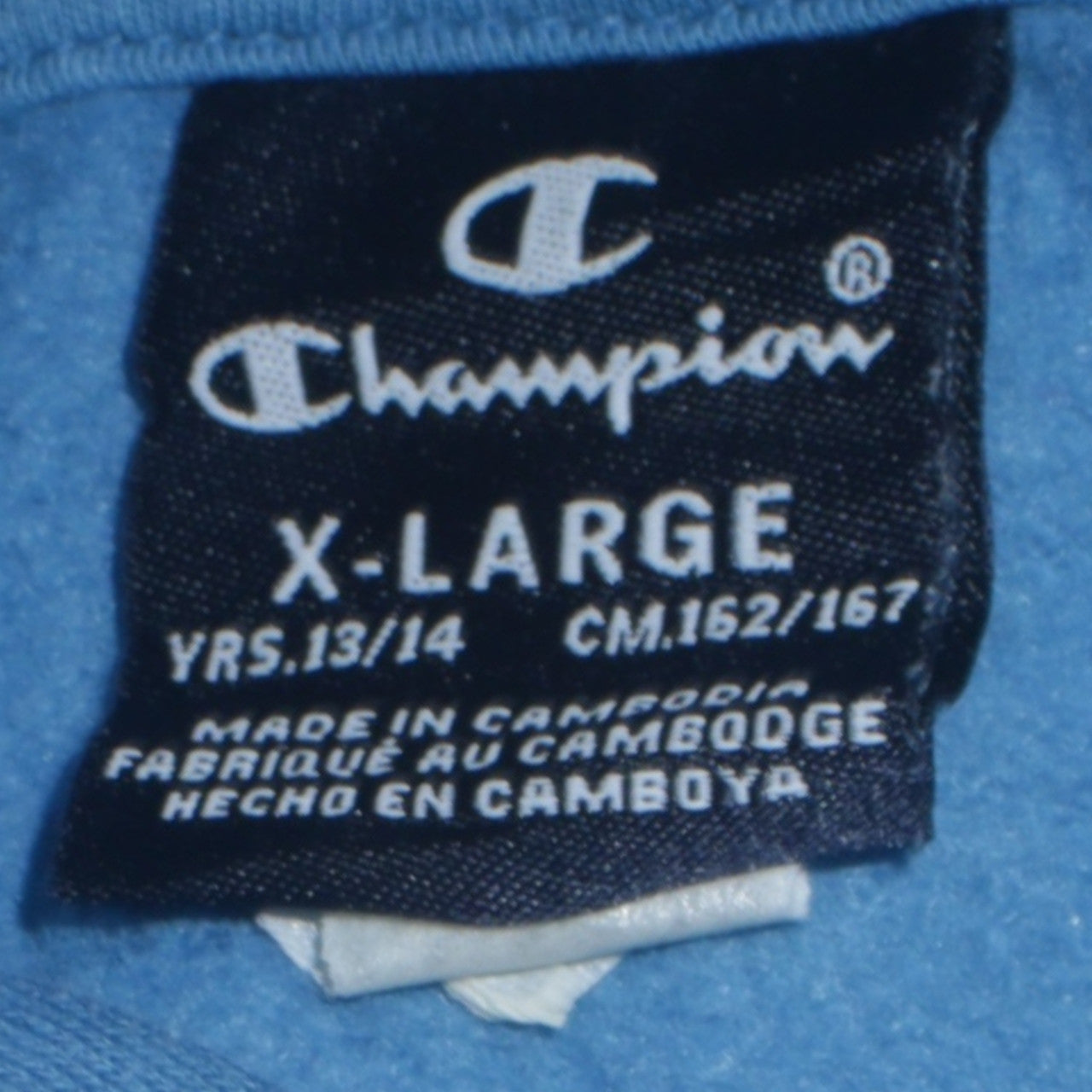 Champion Boys Blue Pullover Hoodie 13-14 Years Logo Cotton Blend Sweatshirt