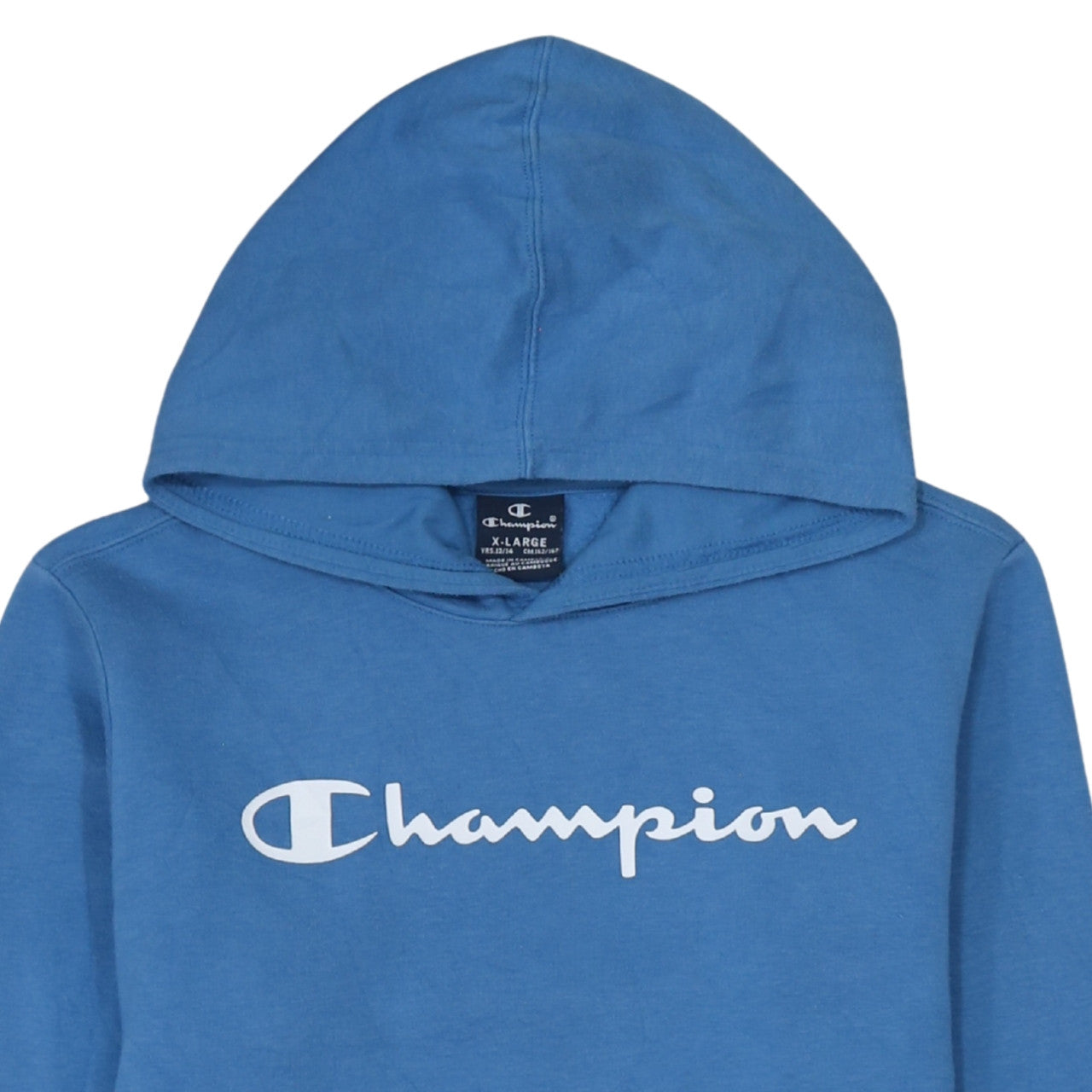 Champion Boys Blue Pullover Hoodie 13-14 Years Logo Cotton Blend Sweatshirt